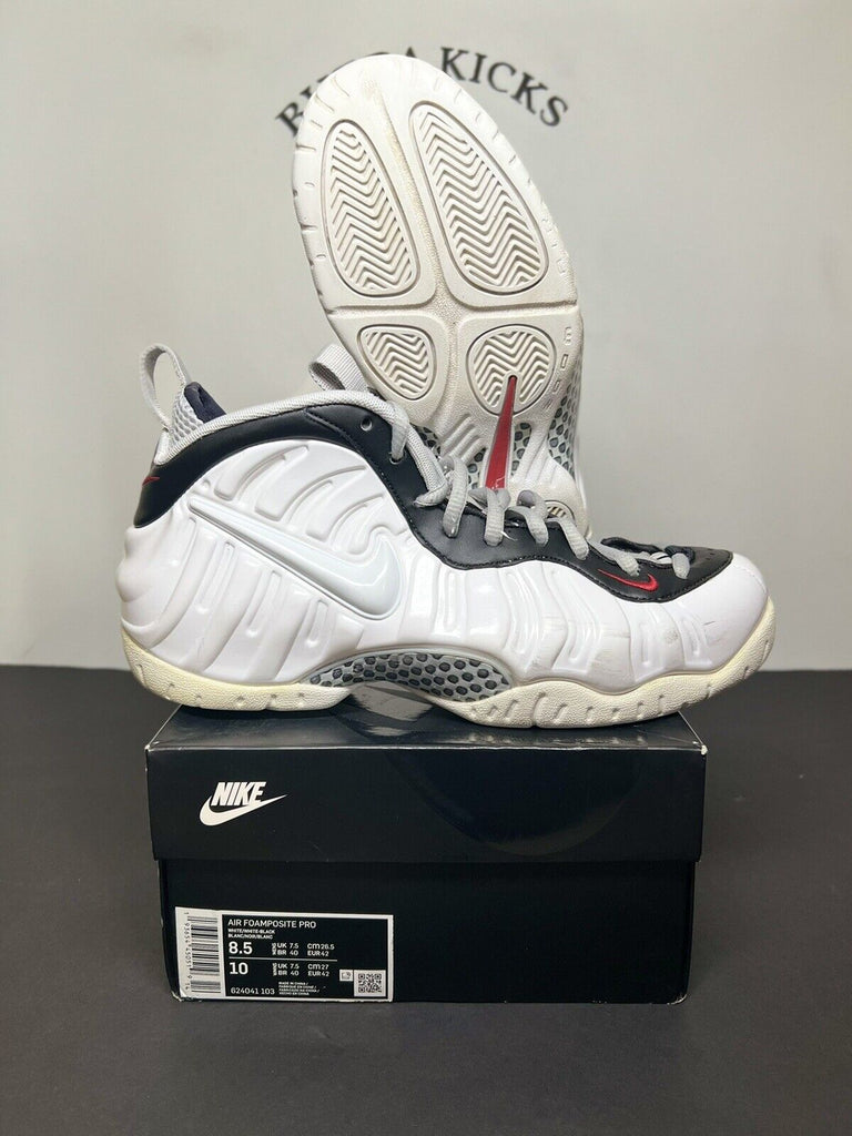 Nike Air Foamposite Pro Chrome White 2020 Size 8.5 624041103 White Black Red Pro