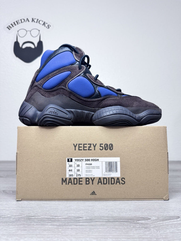 Size 10.5 - adidas Yeezy 500 High Tyrian Blue Black FY4269 Sneaker Preowned