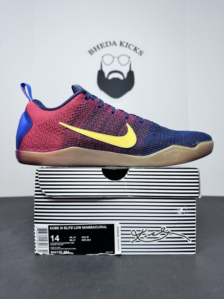 Nike Kobe 11 XI Elite Low Mambacurial Barcelona 844130-464 Preowned Size 14