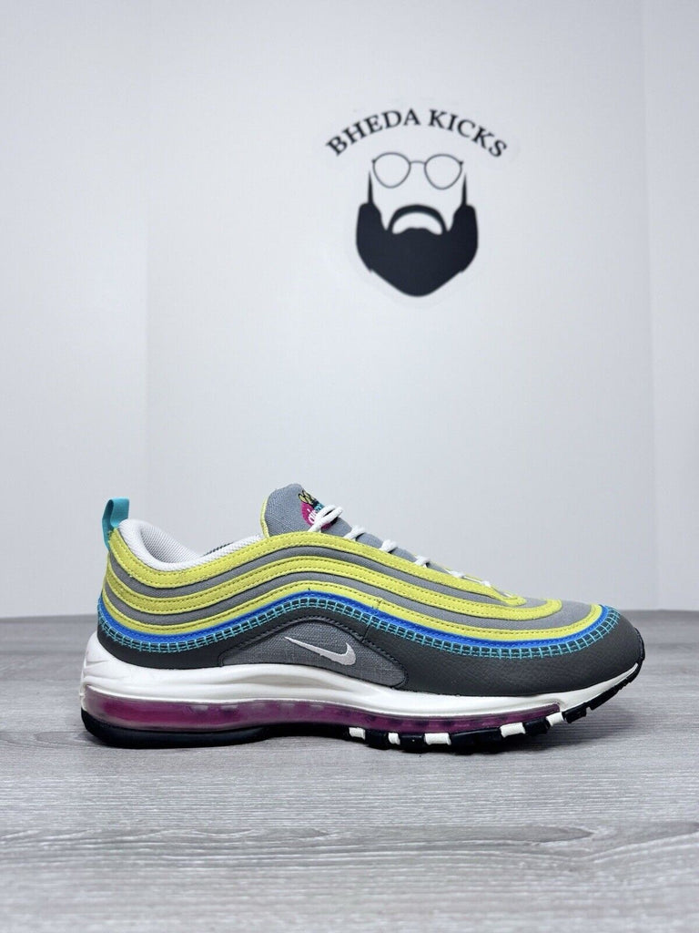 Size 13 - Nike Air Max 97 SE "Air Sprung" Iron Grey Celery DH4759-001 Preowned