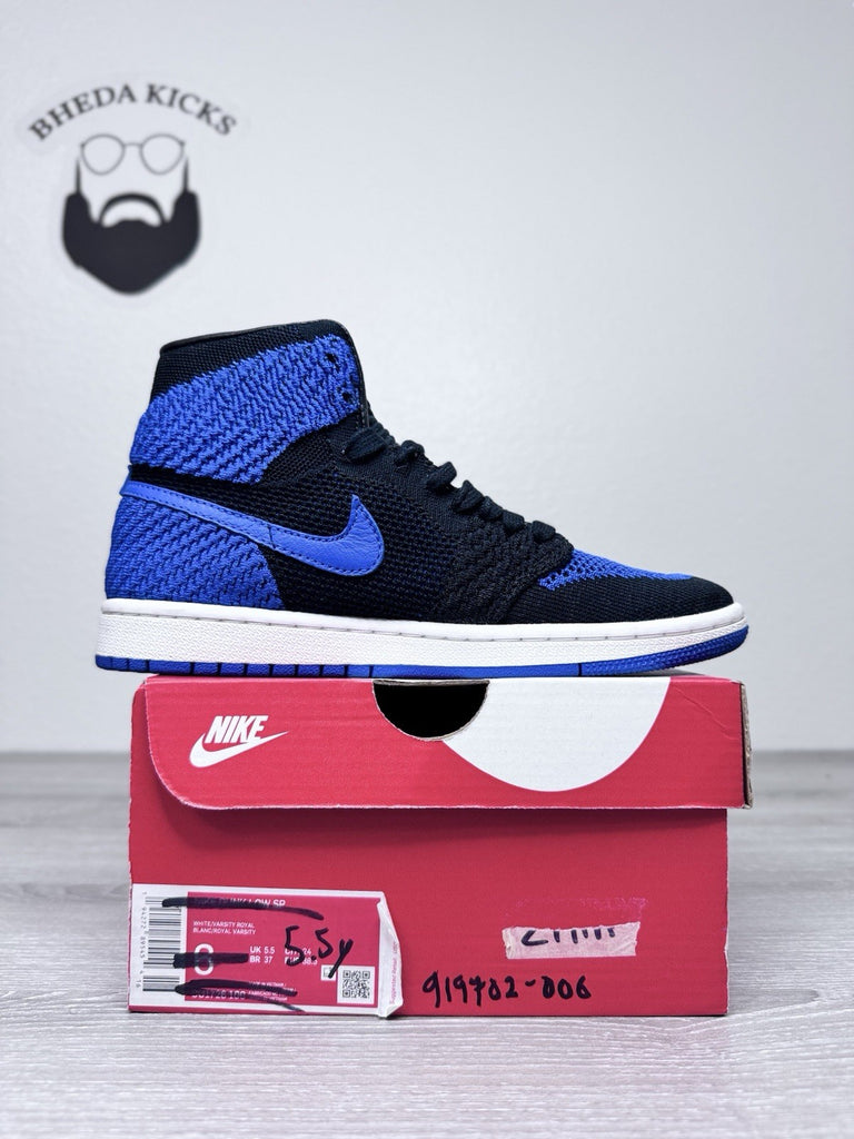 Size 5.5y - Nike Air Jordan 1 Retro High Flyknit Royal Blue GS 919702-006 2017