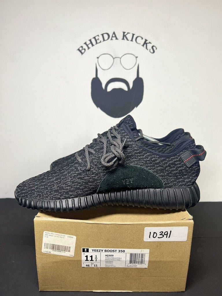 Size 11.5 Adidas Yeezy Boost 350 V1 Pirate Black 2015 AQ2659 Preowned Rare Og