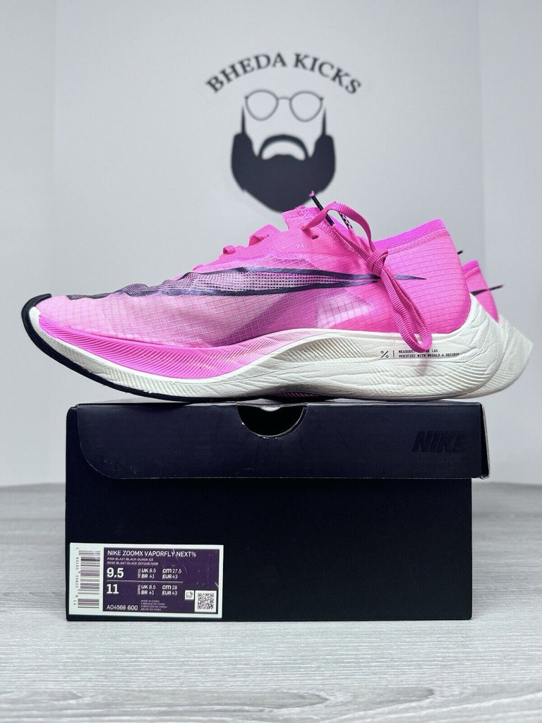 Size 9.5 - Nike ZoomX VaporFly Next% Pink Blast Shoes Sneakers AO4568-600