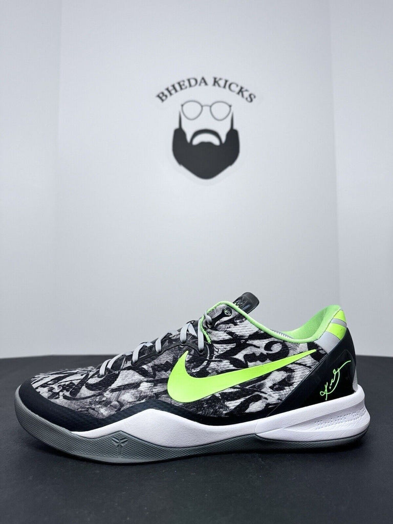 Nike Kobe 8 System Graffiti Grayscale Flash Lime 555035-100 Men’s Size 13