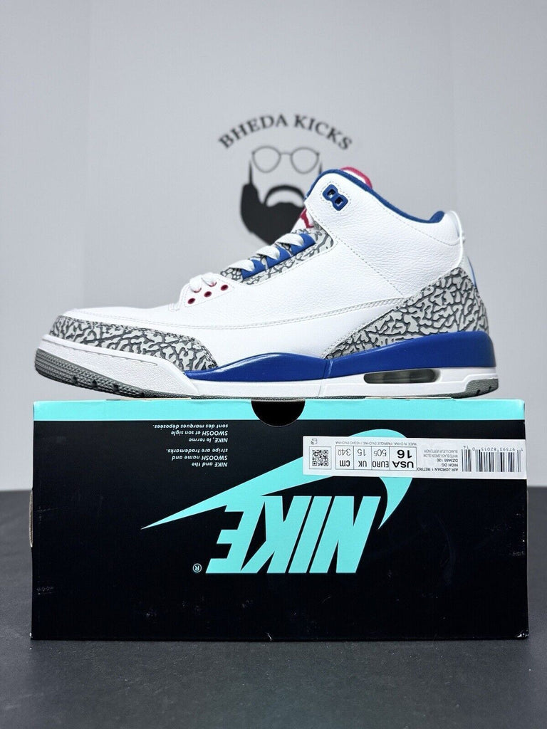 Nike Air Jordan 3 Retro OG True Blue 2016 854262-106 Preowned Men’s Size 16