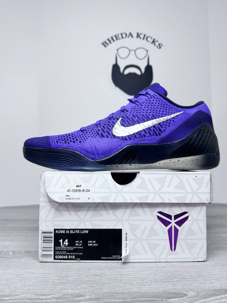 Size 14 - Nike Kobe 9 Elite Low Moonwalker Hyper Grape Black 639045-515 NEW DS