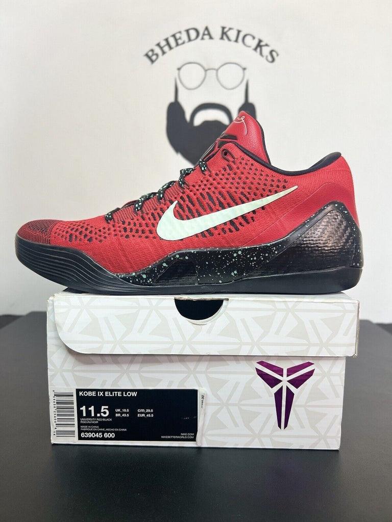 Nike Kobe IX 9 Elite Low University Red Black Mens US Size 11.5 639045-600 Rare