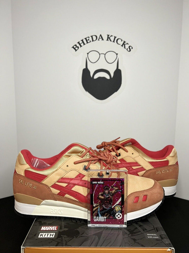 NEW ASICS GEL-Lyte 3 '07 Remastered Kith X Marvel Gambit w/ Trading Card Size 14