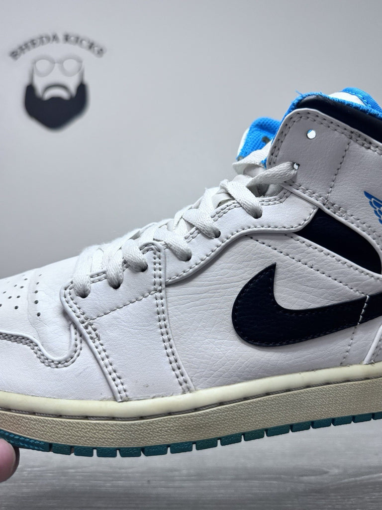 Size 8 - Air Jordan 1 Mid Laser Blue White Black Leather (554724-141)