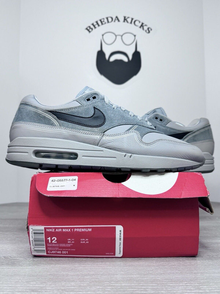 Size 12 - Nike Air Max 1 Pompidou Centre Night Grey AV3735-001 Preowned