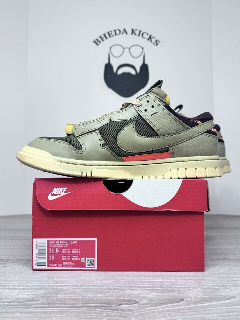 Size 11.5 - Nike Air Dunk Jumbo Medium Olive DV0821-200 Preowned Authentic