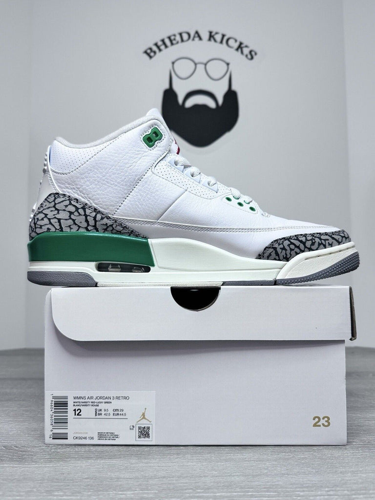 Size 12 W (10.5 Men’s) - Air Jordan 3 Retro Lucky Green Preowned CK9246-136