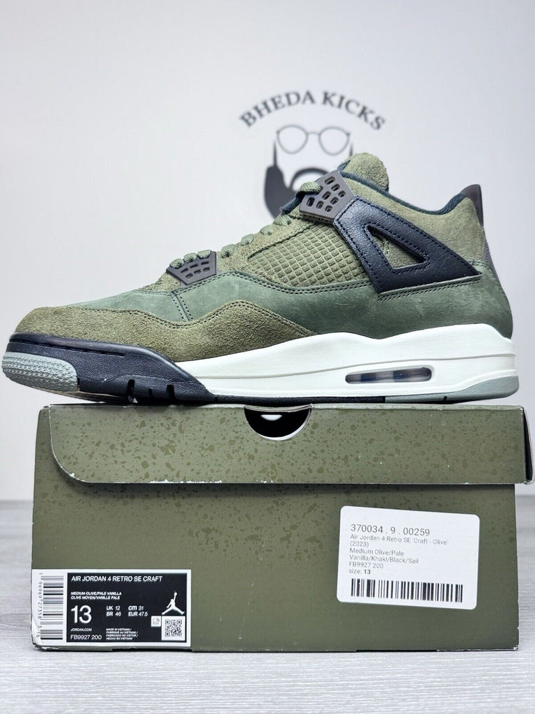 Size 13 - Nike Air Jordan 4 SE Retro Low Craft Olive Mens Green Black FB9927-200