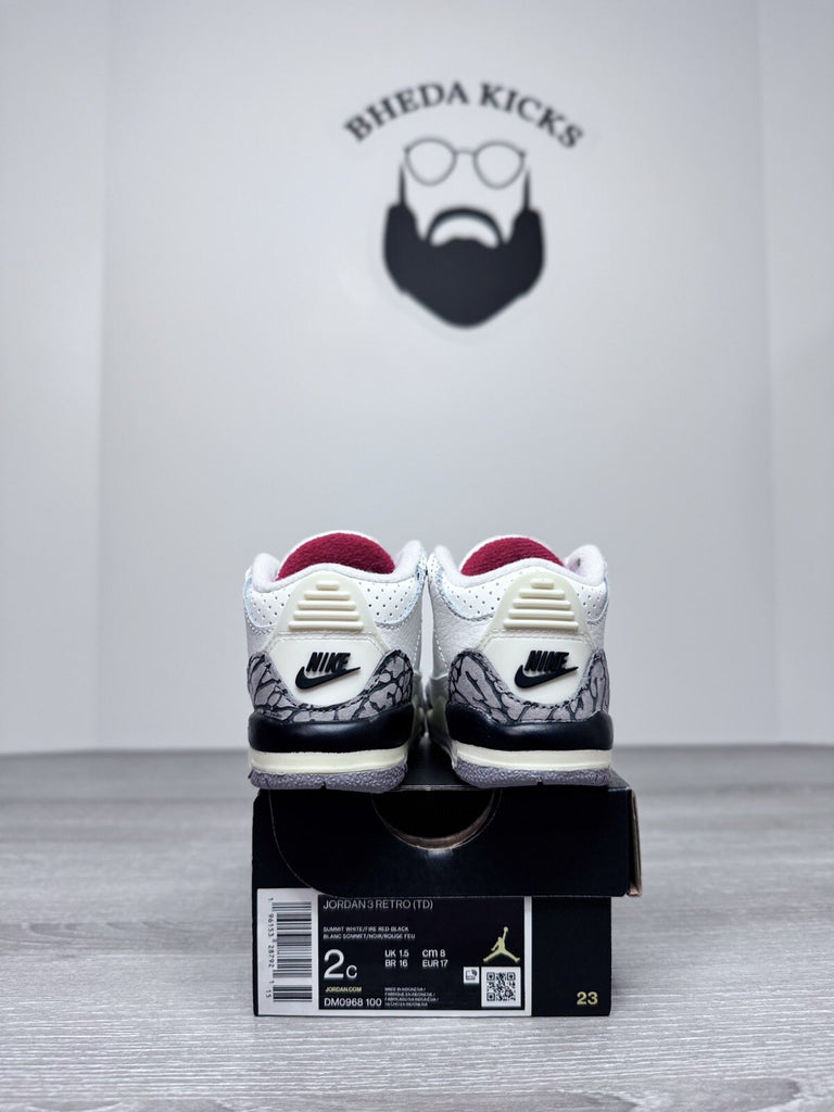 Size 2C - Nike Air Jordan 3 Retro (Td) Reimagined Summit White-Red [DM0968-100]