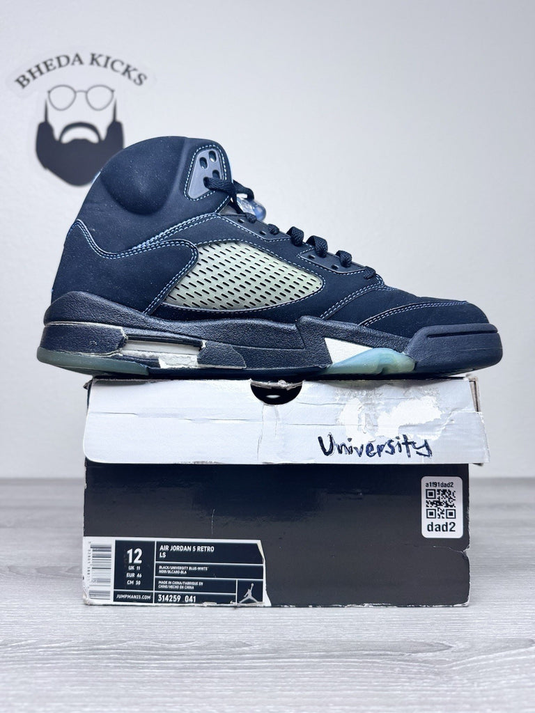 Size 12 - Nike Air Jordan LS Retro 5 V Black University Blue 314259-041 Preowned