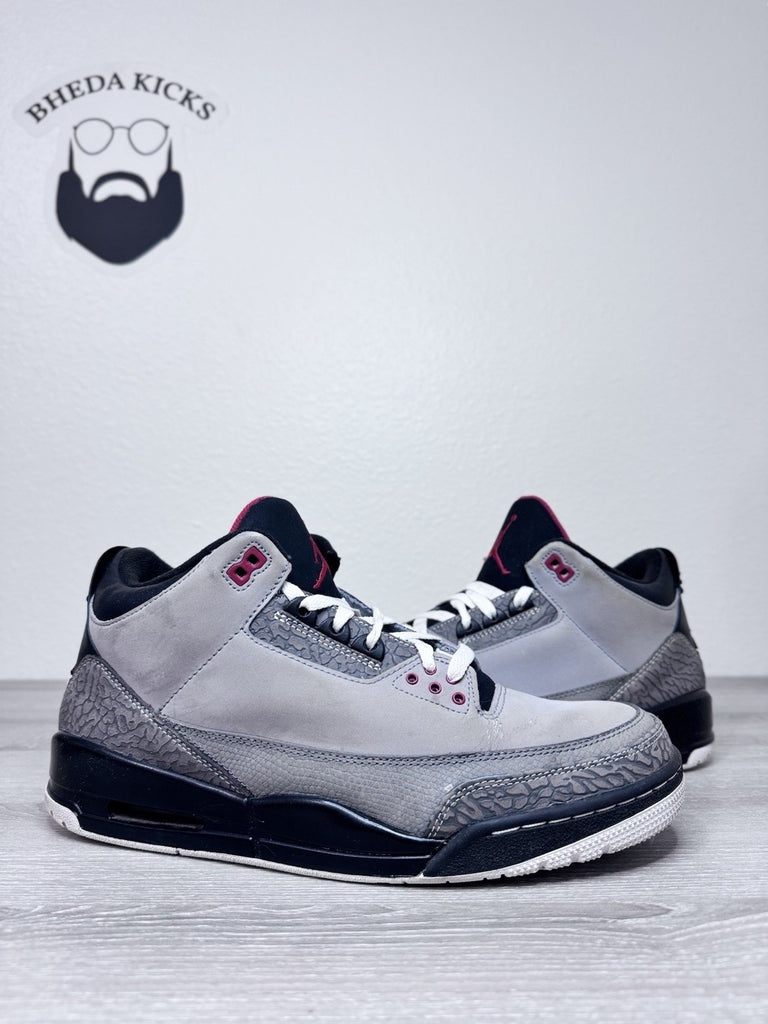 Size 12 - Air Jordan 3 Retro Stealth 136064-003 Gray Black Red Men’s Preowned