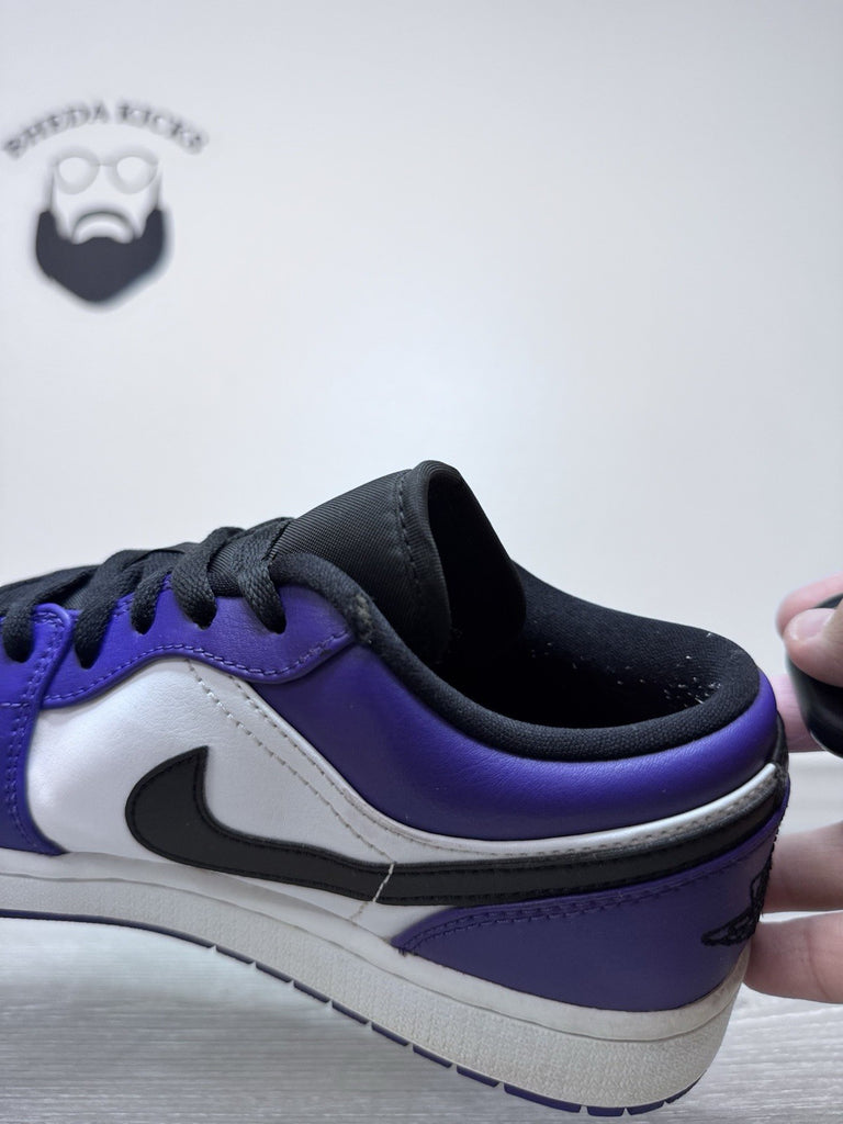 Size 9.5 - Jordan 1 Low Court Purple White 553558-500 Preowned Authentic Og