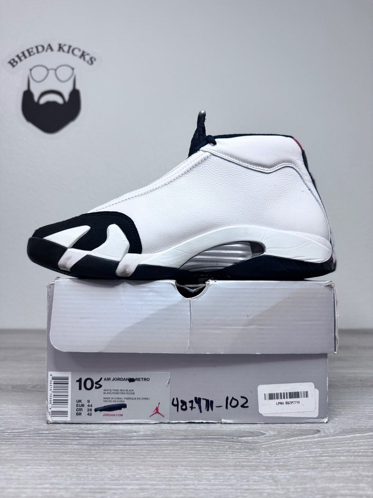 Size 10.5 - Air Jordan 14 Retro 2014 Black Toe 487471-102 Preowned Authentic