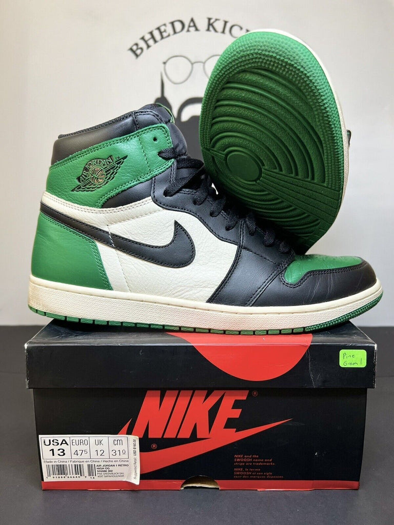 2018 Air Jordan 1 Retro High OG "Pine Green 1.0" 555088-302 size 13 Og Rare MJ