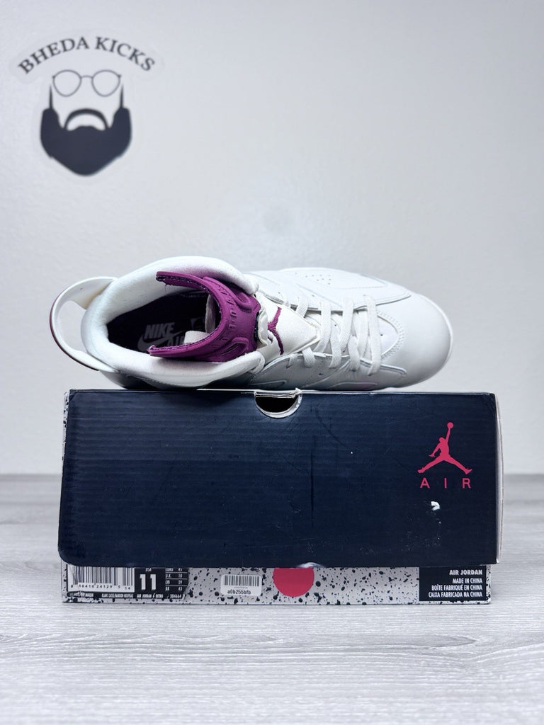 Size 11 - Nike Air Jordan 6 Retro 2015 Maroon White Red 384664-116 Preowned