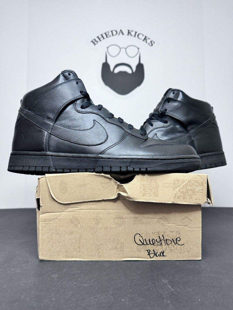 Nike Dunk High BZ "QuestLove: Black" Black/Black-Black 434245-001 Men’s Size 12