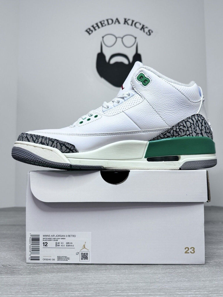 Size 12 W (10.5 Men’s) - Air Jordan 3 Retro Lucky Green Preowned CK9246-136