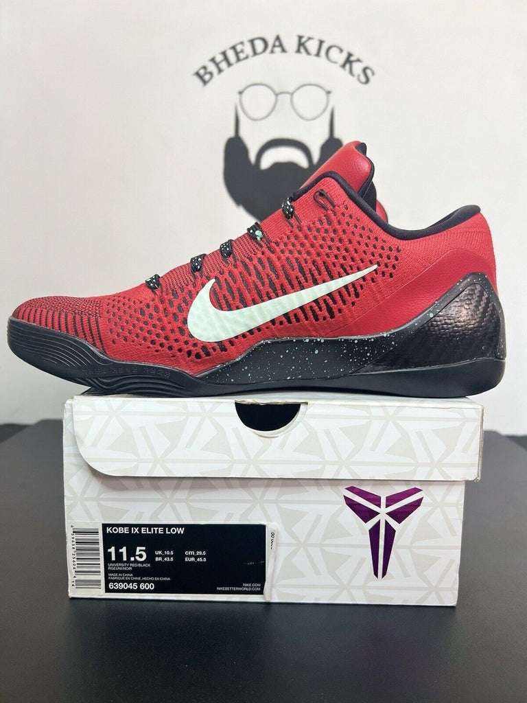 Nike Kobe IX 9 Elite Low University Red Black Mens US Size 11.5 639045-600 Rare