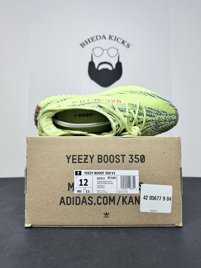 Adidas Yeezy Boost 350 V2 Semi Frozen Yellow Green B37572 Men’s Size 12