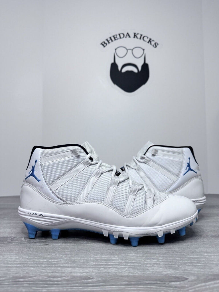 Size 12 - Air Jordan 11 Retro TD Columbia White Blue Football Cleats AO1561-117