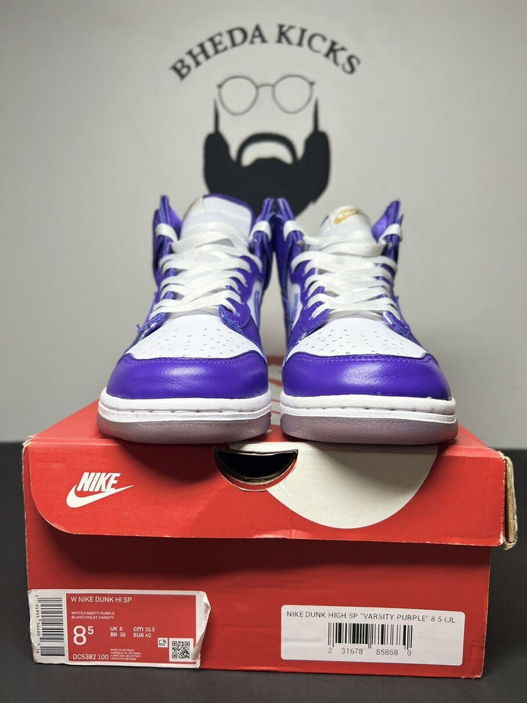 Nike Dunk High Varsity Purple size 8.5W/ 7M DC5382-100 White Preowned Og Rare