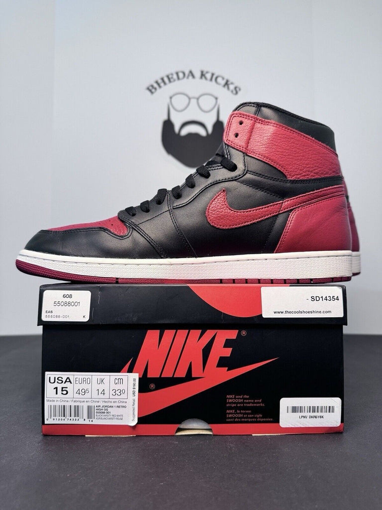 Nike Air Jordan 1 Retro OG High Banned Bred 555088-001 OG Clean Men’s Size 15