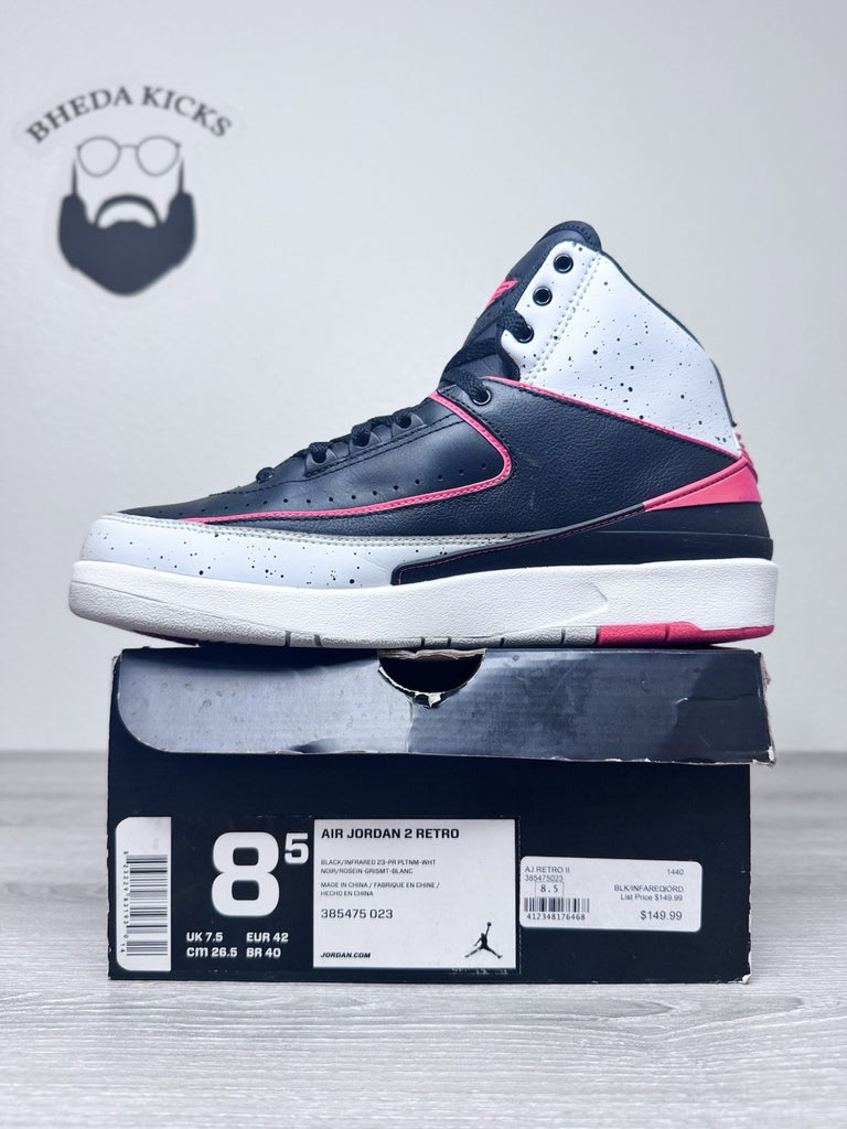 Size 8.5 - Air Jordan 2 Retro Infrared 23 Black White Red Gray (385475-023)