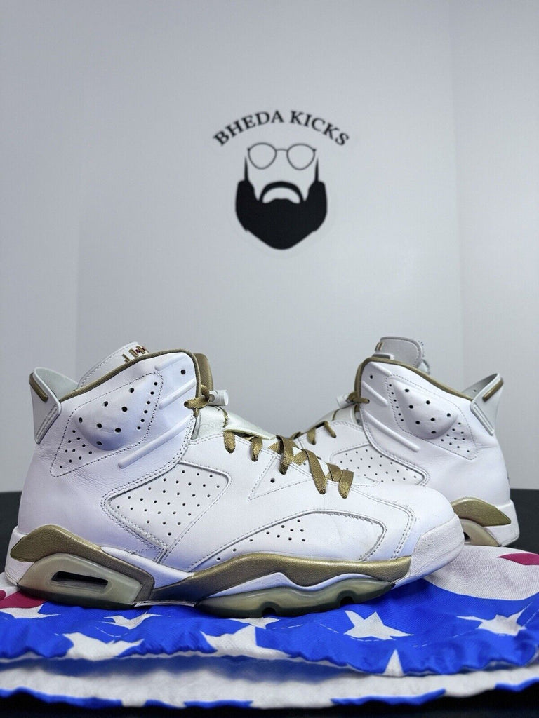 Air Jordan 6 VI Retro GMP Golden Moments White Gold Sneakers 384664-135 Size 13