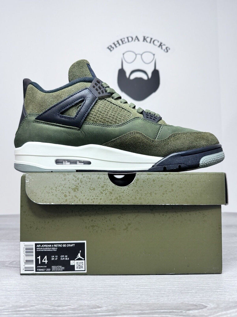 Size 14 - Nike Air Jordan 4 Retro SE Craft Medium Olive FB9927-200 Worn Once