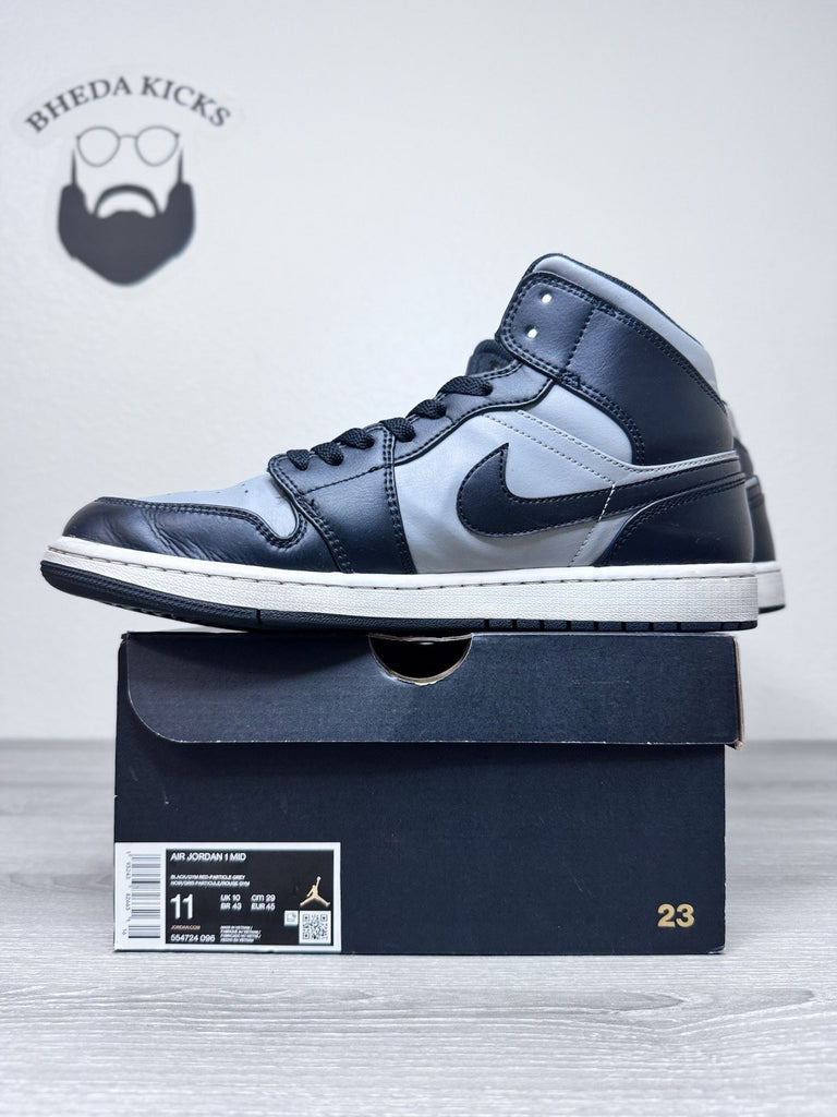 Size 11 - Nike Air Jordan 1 Sneakers Gray Black Basketball Mid Top 554724-096