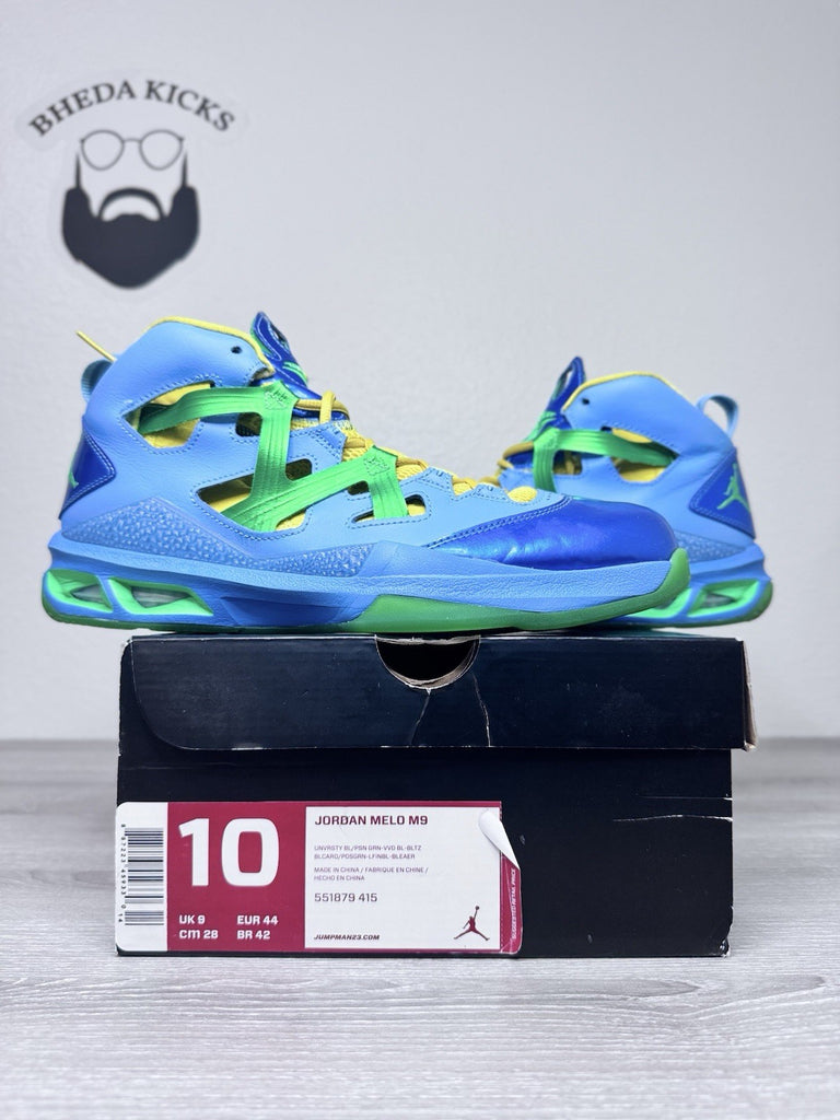 Size 10 - Nike Jordan Melo M9 Men's Poision Green Blitz Vivid Blue 551879-415