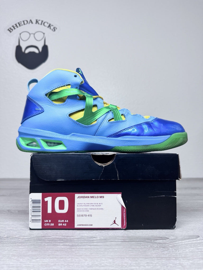 Size 10 - Nike Jordan Melo M9 Men's Poision Green Blitz Vivid Blue 551879-415