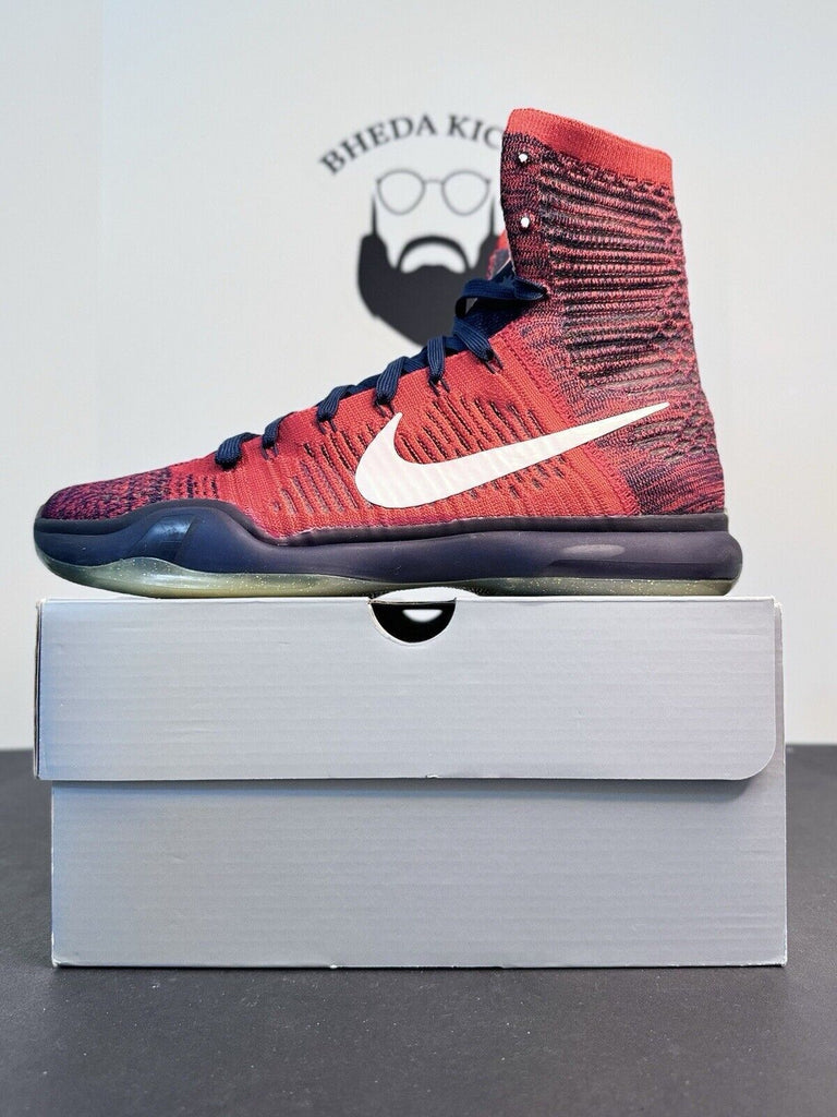 Nike Kobe 10 X Elite High American USA Red Blue Sneakers 718763-614 Mens Size 11