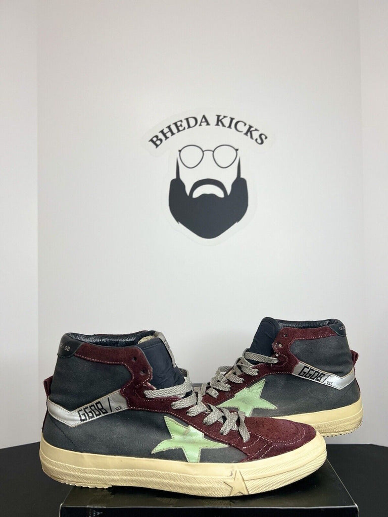 Size 40EU/7US - Golden Goose 2.12 Skateboard High Top Maroon Grey Mint Green