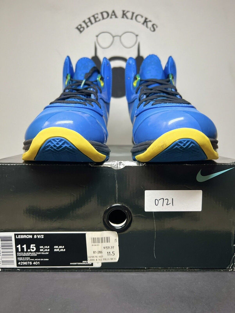 Nike Lebron VIII 8 V/2 Entourage Photo Blue Black Tour Yellow Size 11.5 Preowned