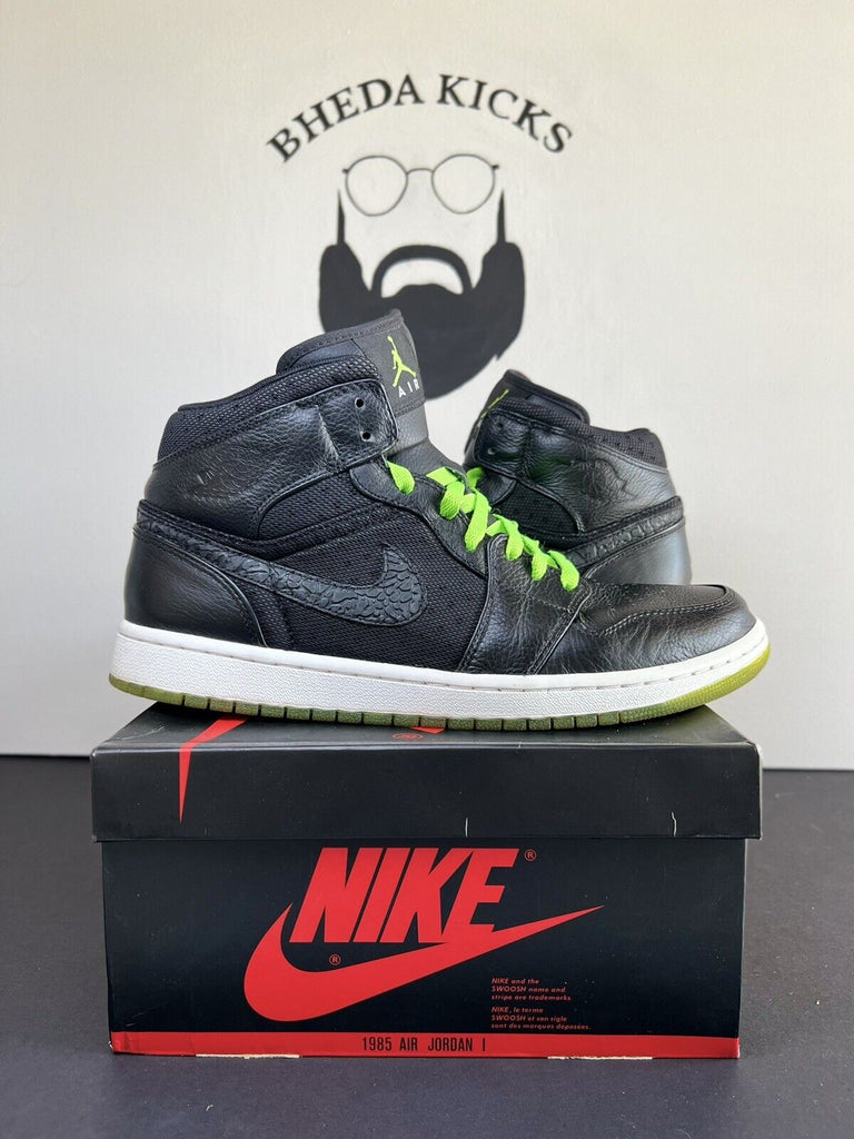 Nike Air Jordan 1 Mid Retro Phat Black Action Green Size 11 Sneakers 364770-007