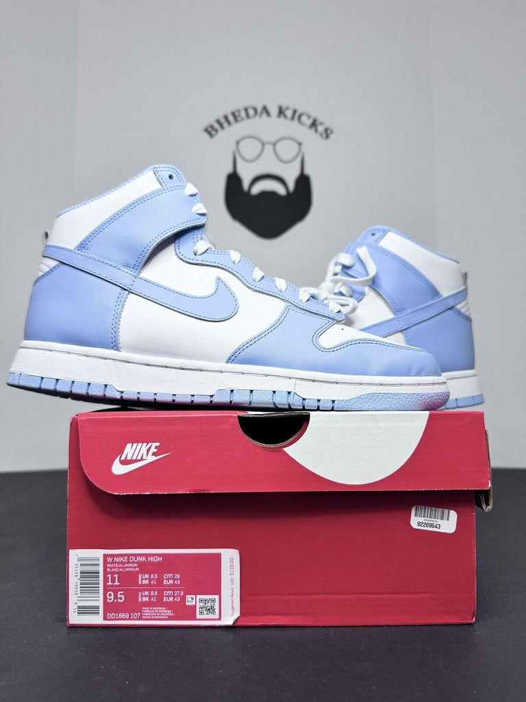 NEW DS Nike Dunk High Athletic Shoe Womens DD1869-107 White Blue Size 11W/9.5M