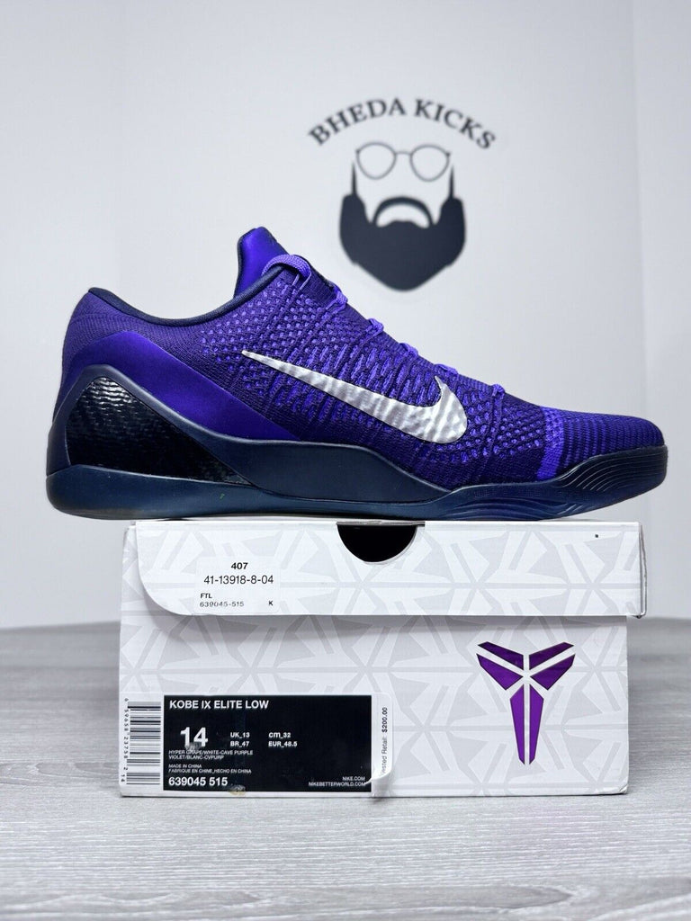 Size 14 - Nike Kobe 9 Elite Low Moonwalker Hyper Grape Black 639045-515 NEW DS