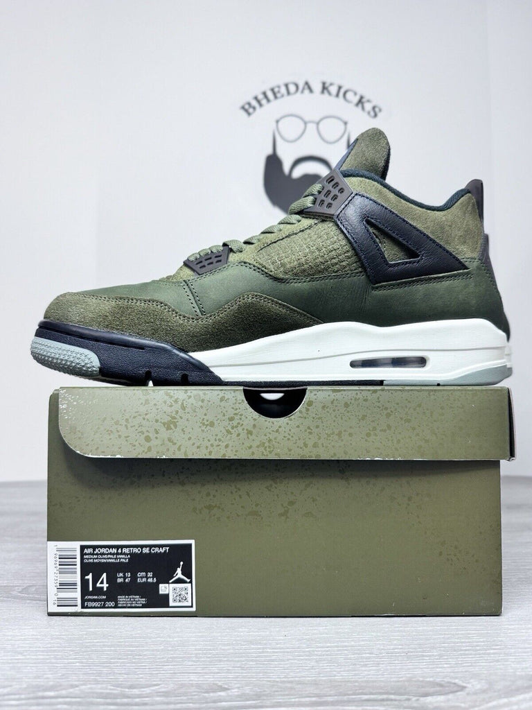 Size 14 - Nike Air Jordan 4 Retro SE Craft Medium Olive FB9927-200 Worn Once