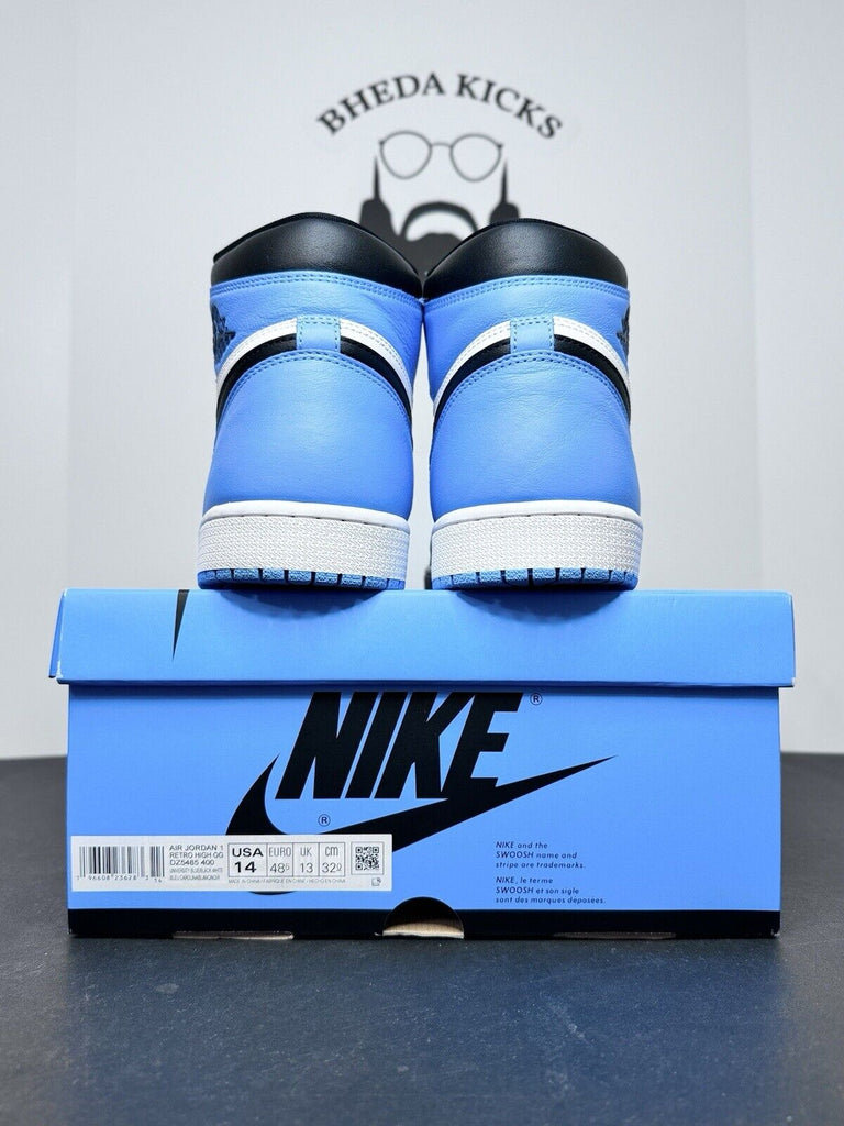 Jordan 1 Retro OG High UNC Toe DZ5485-400 Black Blue Preowned Men’s Size 14