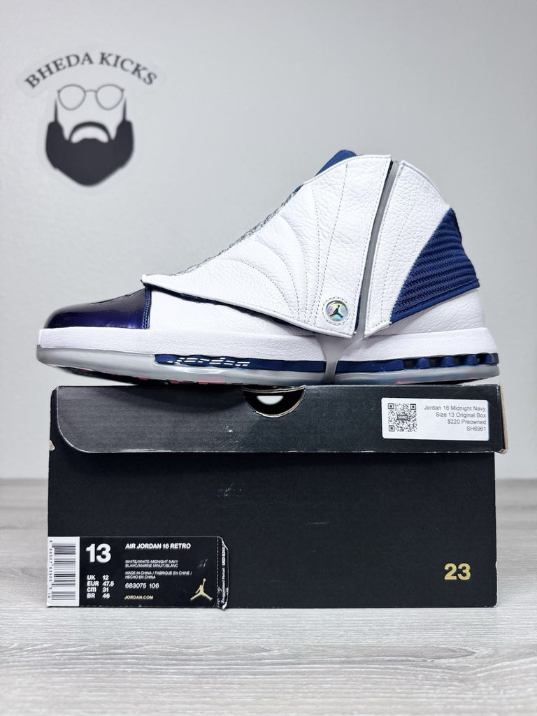 Size 13 - Air Jordan 16 Retro 2016 Midnight Navy 683075-106 Preowned Authentic