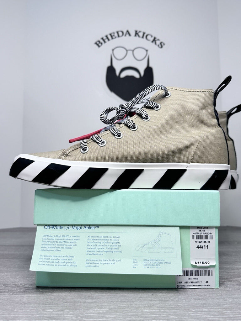 Size 11 (44 EU) - Off-White Vulcanized Hi Tops Sand White Black Preowned