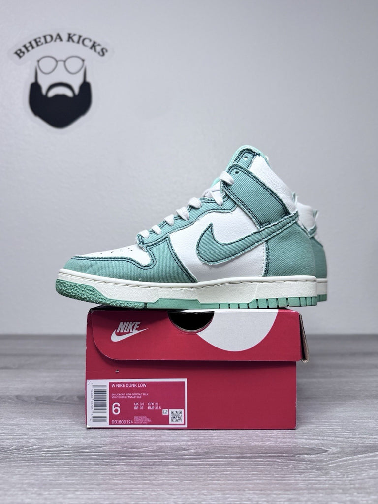 Size 6W - Nike Dunk 1985 High Green Denim DV1143-300 Authentic Worn Once