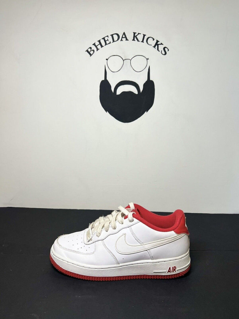 Nike Air Force 1 Gs White University Red Sneakers Size 6.5y CD6915-101 Preowned