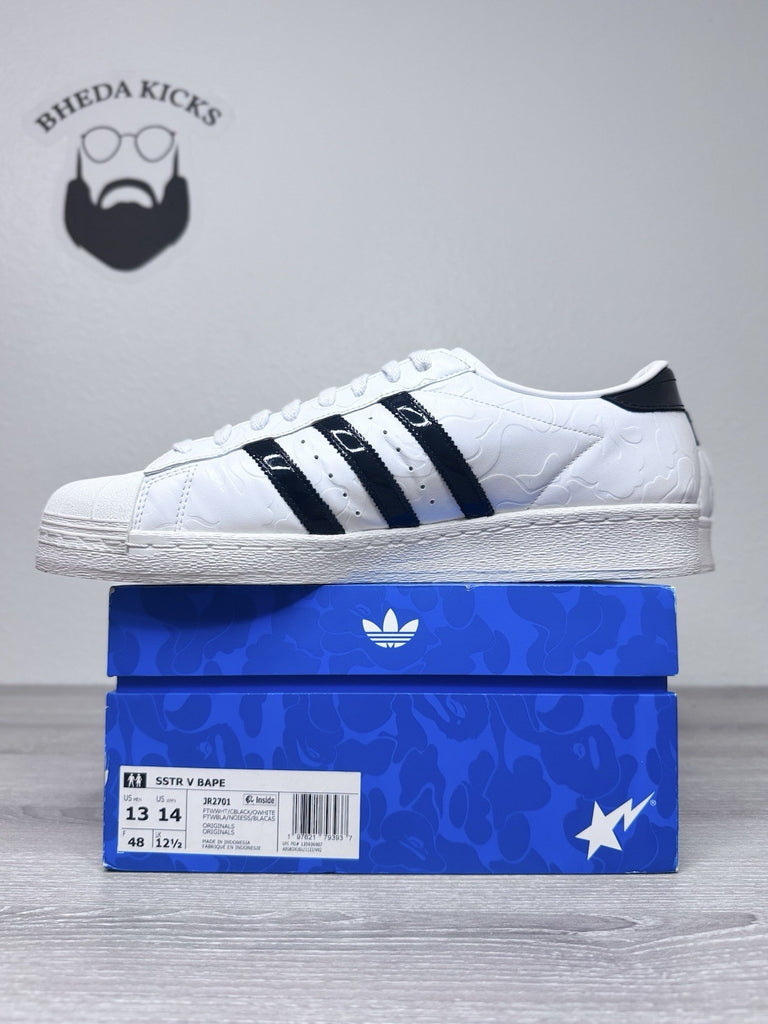 Size 13 - Adidas Originals x BAPE Superstar FTWWHT/CBLACK/OWHITE JR2701 Worn 1x
